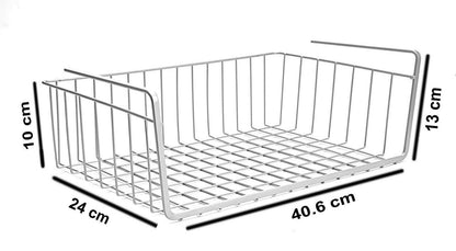 Image 4 of Go Hooked 16 Inch Under Shelf Storage Basket | Heavy Duty Metal Under Cabinet Organizer for Kitchen, Pantry, Cupboard, Wardrobe, Closet & Bathroom | Hanging Wire Basket (Silver, Pack of 1)