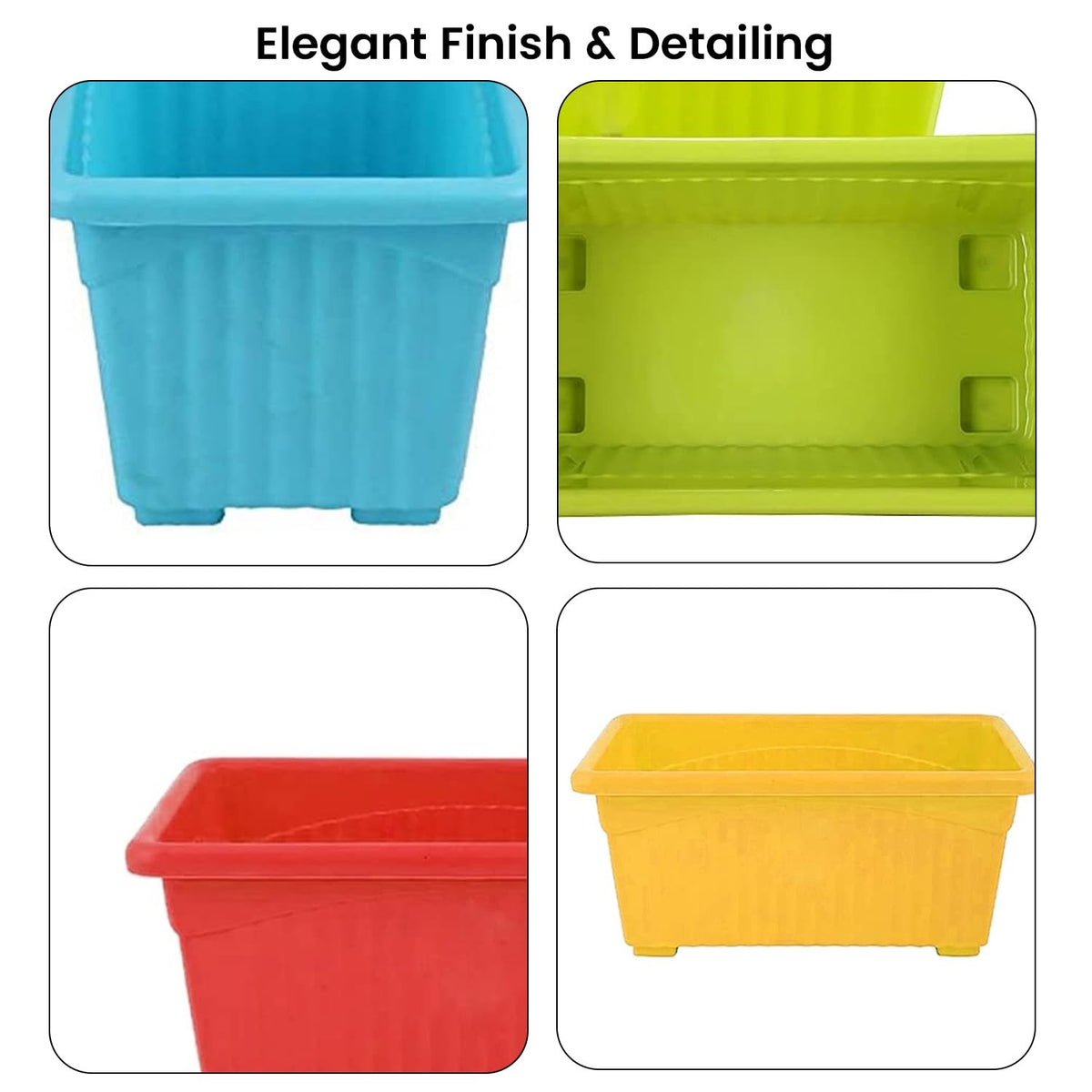 Image 6 of Go Hooked Planters | Multicolor | Rectangular | Plastic Pots for Plants | Jupiter Flower Pots for Home | Window Display Planters | Garden Planters | Set of 6 | 35 x 18.5 x 15 cm