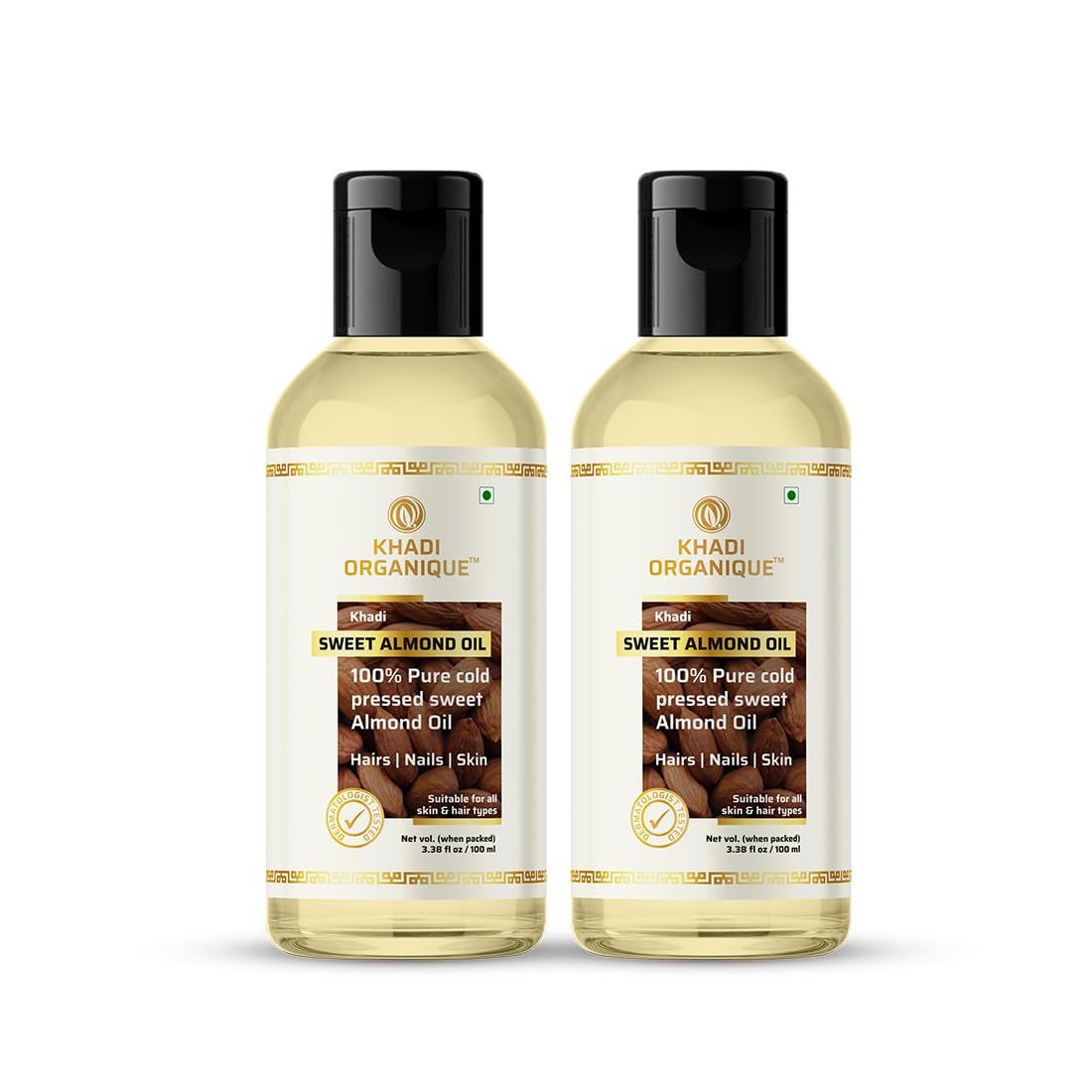 Image 1 of 100 ml / Pack of 2 for the product Khadi Organique 100% Pure Cold Pressed Sweet Almond Oil