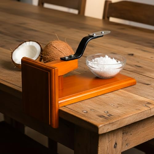Image 5 of Buyro Traditional Polished Wooden Table-Top Manual Coconut Scraper 850 g