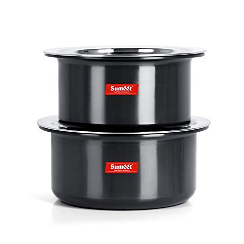 Image 4 of 5 Litres for the product Sumeet 3mm Thick Hard Anodized Large Aluminium Tope Set with S. S. Lid