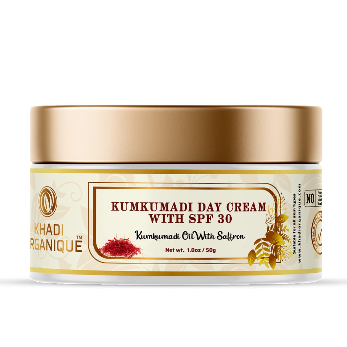 Image 1 of 50 gm for the product Khadi Organique Kumkumadi Day Cream SPF 30 with Saffron & Sandalwood