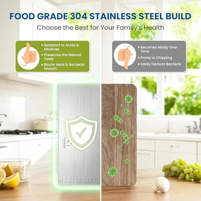 Image 3 of HomeWiz Large Steel Chopping Board for Kitchen - 100% Stainless Steel Cutting Board | Heavy Duty Chopping Board | Non-Porous Hygienic Surface for Vegetables, Meat & Fish, Rust-Resistant | 41 x 31 cm