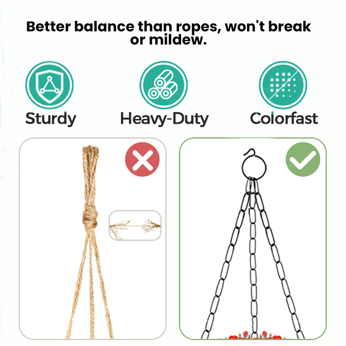 Image 5 of Go Hooked Multicolour Hanging Pots, 7.1 Inch Diameter, 4.8 Inch Height, 3 mm Thickness, 33cm Chain, 10 Pieces