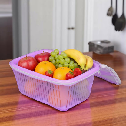 Image 1 of Default Title for the product Go Hooked Multipurpose Plastic Storage Gift Basket With Net Cover Stylish Basket With Zip Net Cover Versatile Durable Stylish Convenient Compact Functional Efficient Pack of 1 Purple