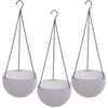 Image 1 of Default Title for the product Go Hooked 7.1" Plastic Rattan Hanging Basket/Hanging Pots with Metal Hanging Chain/Hanging Planters Set of 3 (White) (Flowers Not Included)