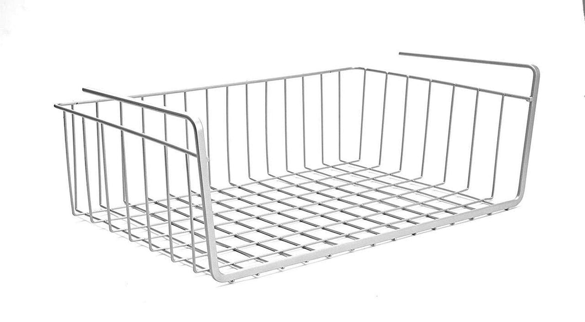 Image 5 of Go Hooked 16 Inch Under Shelf Storage Basket | Heavy Duty Metal Under Cabinet Organizer for Kitchen, Pantry, Cupboard, Wardrobe, Closet & Bathroom | Hanging Wire Basket (Silver, Pack of 1)