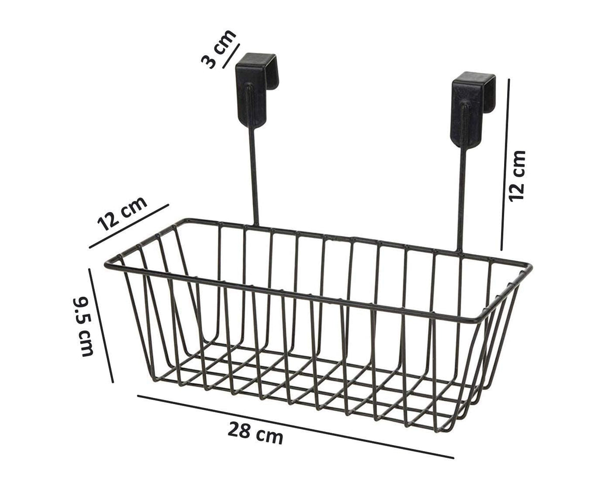 Image 4 of Go Hooked Bianco Over Door Hanging Basket | Under Shelf | Metal Multipurpose Cabinet Door Organizer | Bathroom Cabinet Holder| Side Basket Hanging Organizer (Pack of 3, Black)
