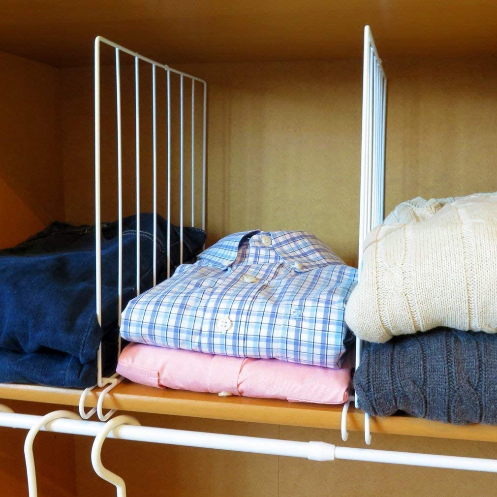 Image 4 of Go Hooked Wardrobe Shelf DividervCloth Organizer Wardrobe Closet Separator Metal Black Cloth Fabric Shelf Divider Wardrobe Cloth Closet Fabric Closet Set of 2