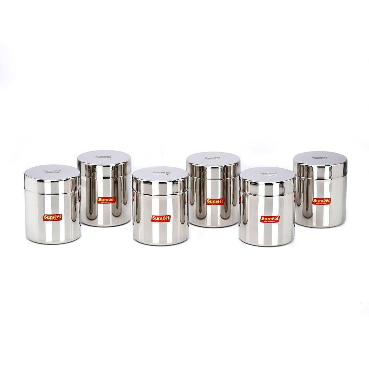 Image 1 of Sumeet Stainless Steel Small Canisters/Jars/Ubha Dabba/Storage Containers set of 6Pcs, 750 ML Capacity Each