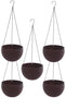Image 1 of Default Title for the product Go Hooked 7.1" Plastic Rattan Hanging Basket/Hanging Pots with Metal Hanging Chain/Hanging Planters- Set of 5 (Dark Brown) (Flowers Not Included)