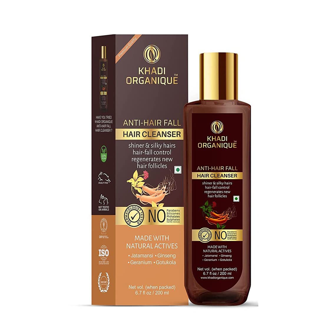 Image 1 of 200 ml for the product Khadi Organique Anti-Hair Fall Shampoo