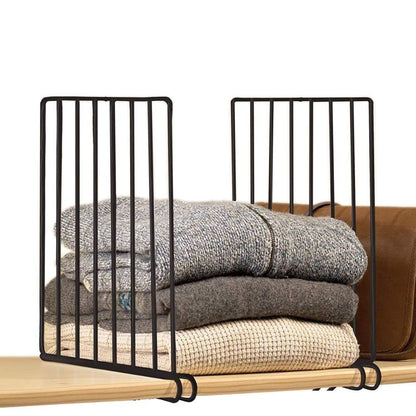 Image 1 of Default Title for the product Go Hooked Wardrobe Shelf DividervCloth Organizer Wardrobe Closet Separator Metal Black Cloth Fabric Shelf Divider Wardrobe Cloth Closet Fabric Closet Set of 2