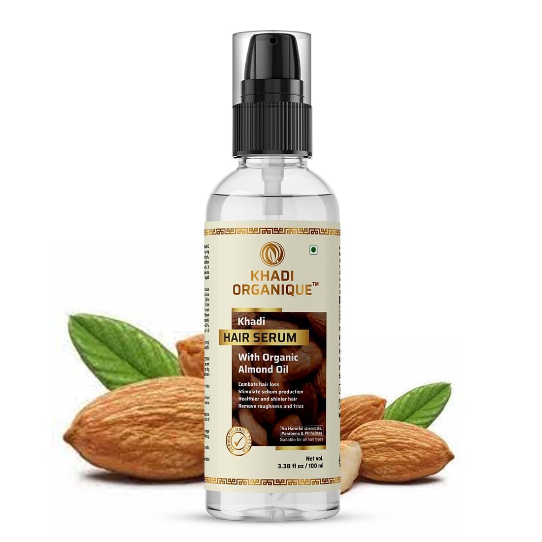 Image 1 of 100 ml for the product Khadi Organique Hair Serum with Almond Oil for Hair Growth & Shine
