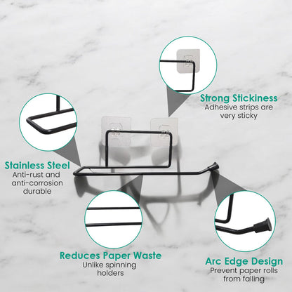 Image 4 of Go Hooked Self Adhesive Toilet Paper Holder | No Drill Tissue Paper Roll Holder | Rustproof No Drilling Tissue/Towel Holder for Kitchen, Bathroom, Washroom, Living Room | Wall Mount (Pack of 1)
