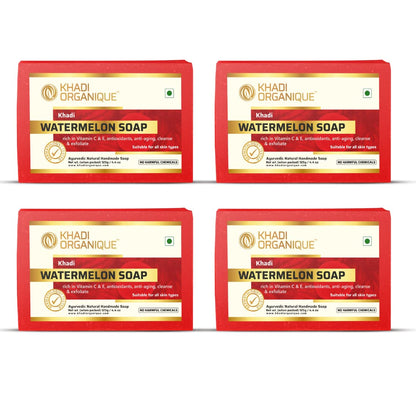 Image 1 of 125 gm / Pack of 4 for the product Khadi Organique Pure Natural Herbal & Handmade Watermelon Soap