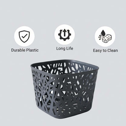 Image 3 of Go Hooked Organizing Essentials Plastic Storage Baskets | 17x17x10 CM | Multipurpose Small Storage Bins for Home, Office, Kitchen, and Bathroom | Durable, Space-Saving Pack of 3