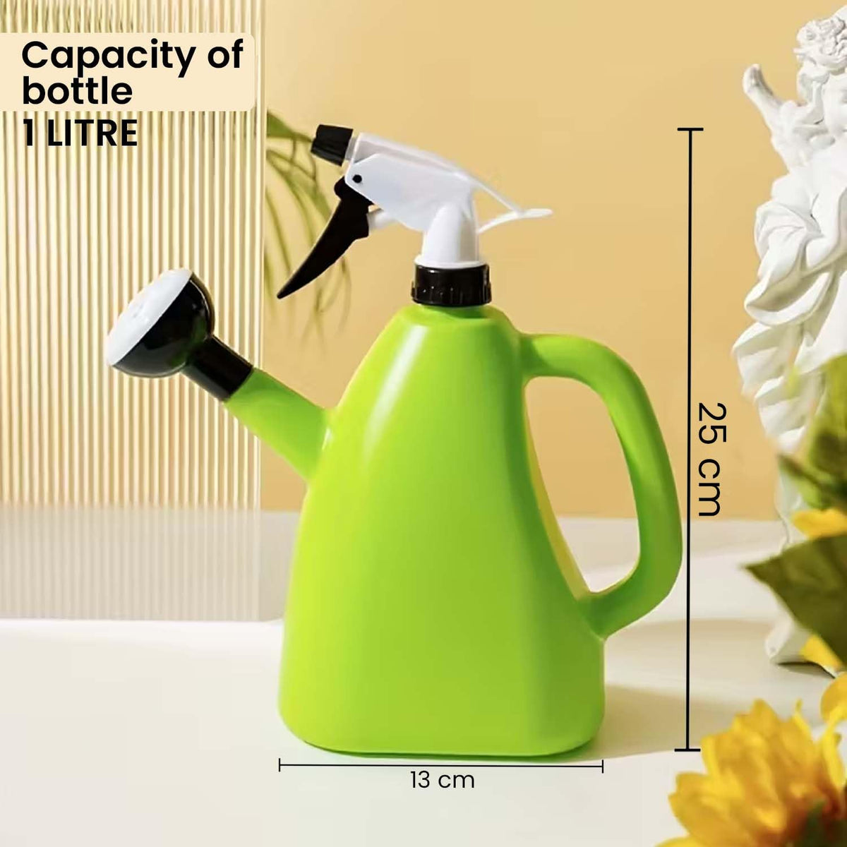 Image 4 of Go Hooked 2in1 Plant Watering Can with Spray Bottle & Shower Head 1 Litre | Multi-Purpose Garden Water Sprayer for Indoor Plants, Balcony Garden & Nursery | Plastic Watering Pot with Handle Multicolor
