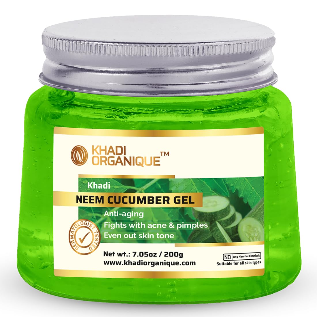 Image 1 of 200 gm for the product Khadi Organique Neem & Cucumber Gel with Aloe Vera