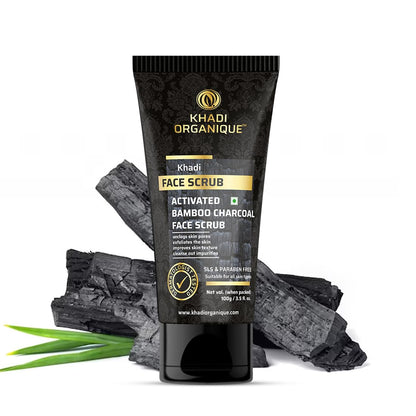 Image 1 of 100 gm for the product Khadi Organique Activated Charcoal Face Scrub with Green Tea & Walnut