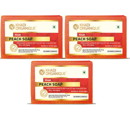 Image 1 of 125 gm / Pack of 3 for the product Khadi Organique Peach Soap with Essential Oils