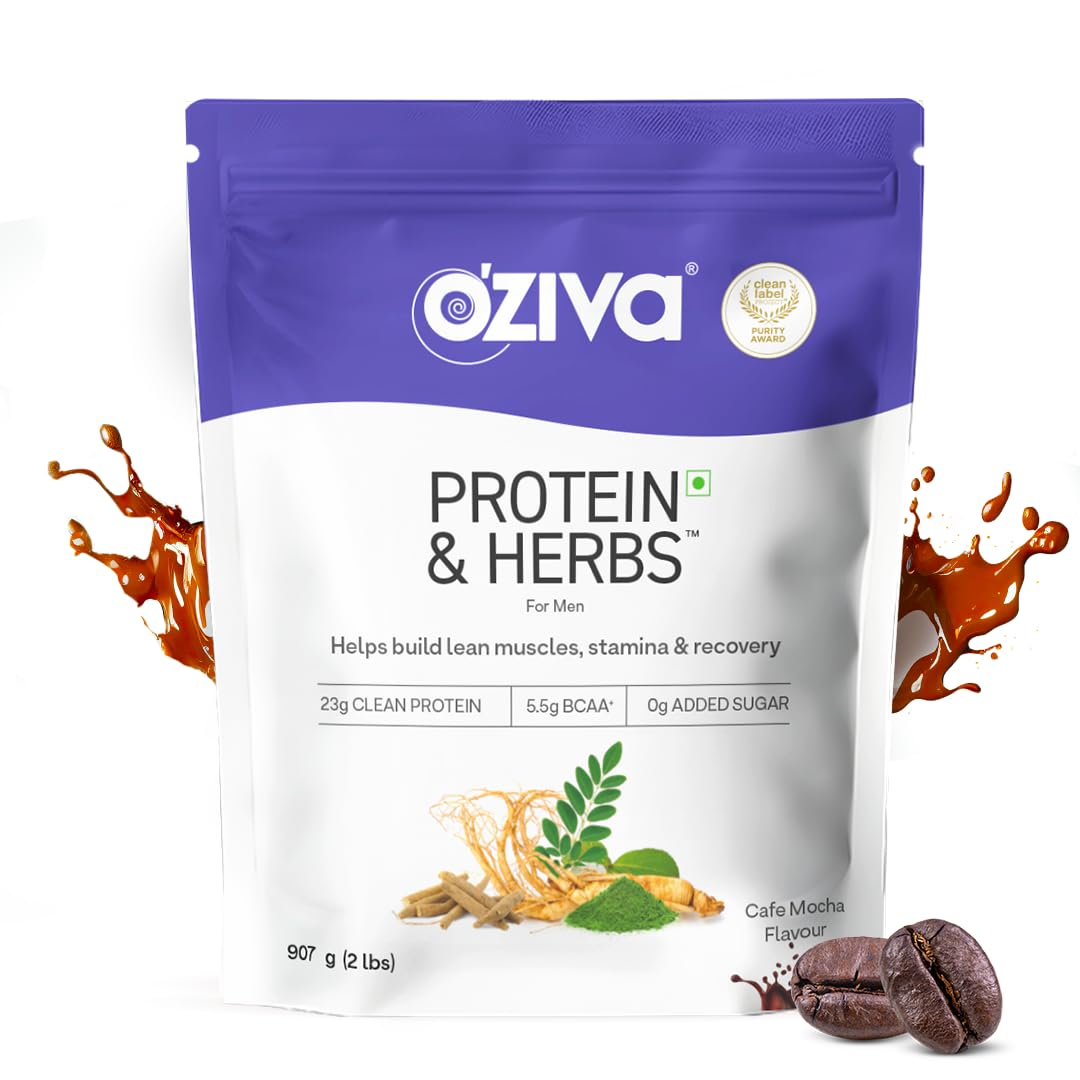 Image 1 of Cafe Mocha / 453 gm (16 Servings) / Pack of 1 for the product OZiva Protein & Herbs for Men