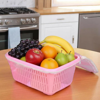 Image 3 of Default Title for the product Go Hooked Multipurpose Plastic Storage Gift Basket With Net Cover Stylish Basket With Zip Net Cover Versatile Durable Compact Decorative Convenient Pack of 1 Pink