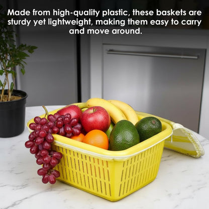 Image 3 of Go Hooked Multipurpose Plastic Storage Gift Basket With Net Cover Stylish Basket With Zip Net Cover Versatile Durable Stylish Convenient Compact Practical Efficient Pack of 1 Yellow