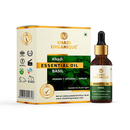Image 1 of 15 ml for the product Khadi Organique Basil Essential Oil for Skin & Hair Care