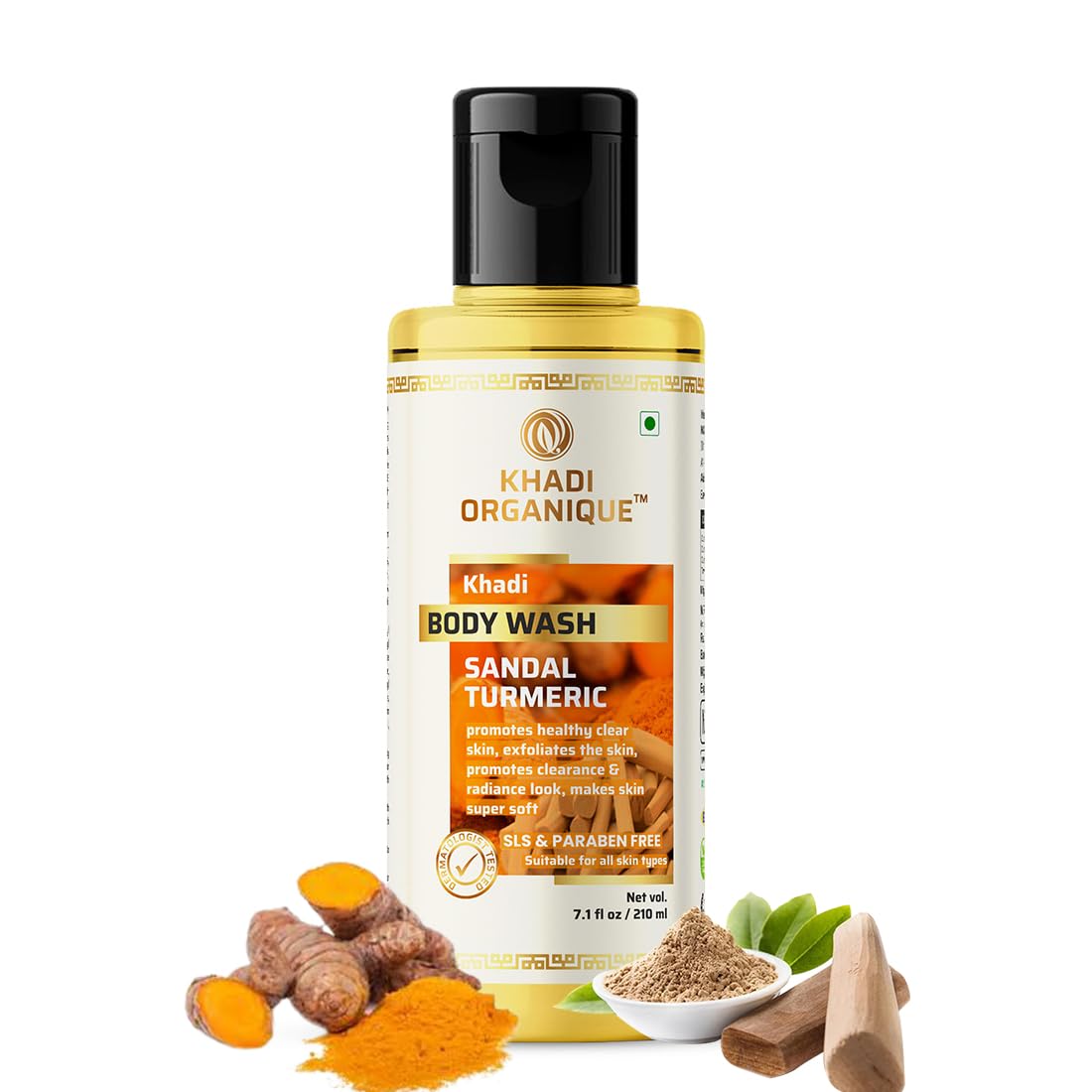 Image 1 of 210 ml for the product Khadi Organique Sandal Turmeric Body Wash