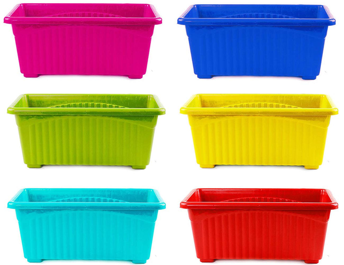 Image 2 of Go Hooked Planters | Multicolor | Rectangular | Plastic Pots for Plants | Jupiter Flower Pots for Home | Window Display Planters | Garden Planters | Set of 6 | 35 x 18.5 x 15 cm