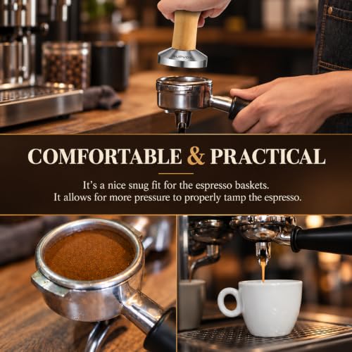 Image 3 of Supvox Coffee Tamper 58mm with SUS Heavy Duty Base and Wooden Handle