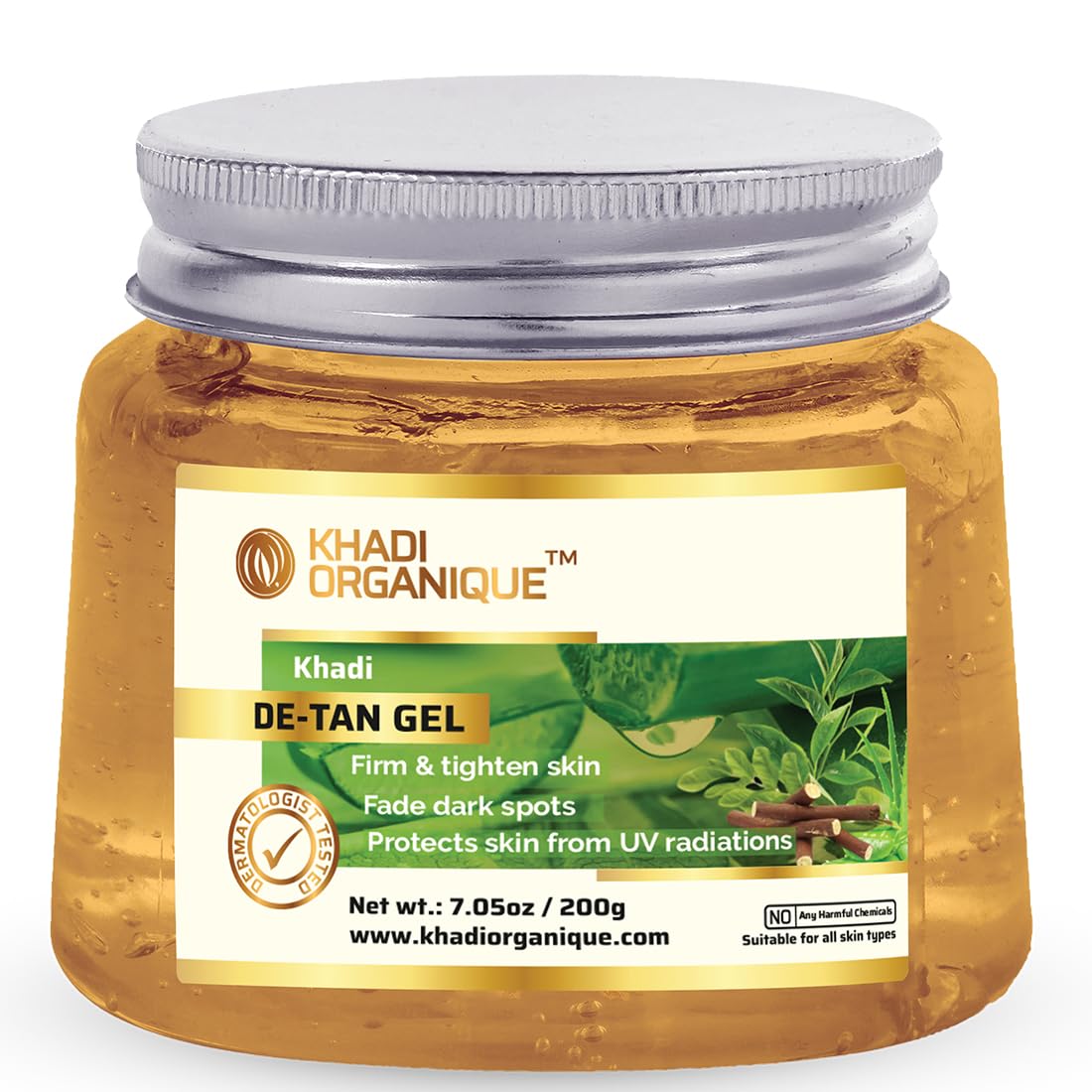 Image 1 of 200 gm for the product Khadi Organique De-Tan Gel with Aloe Vera, Liquorice & Green Tea