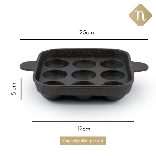 Image 3 of Nestasia Cast Iron Paniyaram Pan with Handles (9-Pits) 30ml per Slot