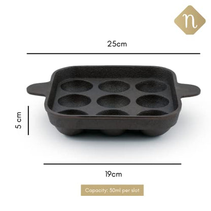 Image 3 of Nestasia Cast Iron Paniyaram Pan with Handles (9-Pits) 30ml per Slot