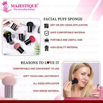 Image 4 of Majestique Mushroom Head Sponge With Handle Case, Powder Puff For Dual-Use Dry & Wet- Color May Vary