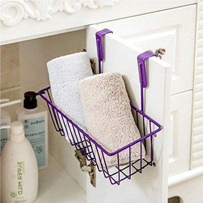Image 6 of Go Hooked Bianco Over Door Hanging Basket | Under Shelf | Metal Multipurpose Cabinet Door Organizer | Bathroom Cabinet Storage Basket | Side Basket Hanging Organizer (Pack of 4, Black)