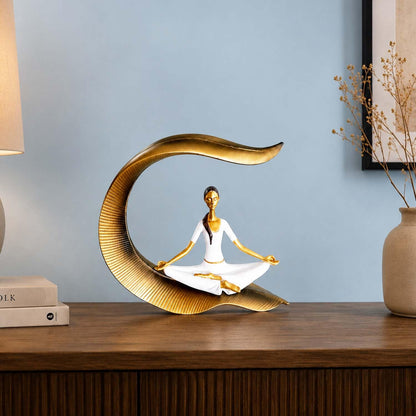 Image 3 of Default Title for the product Go Hooked Bianco Yoga Lady Statue Polyresin Meditating Woman Figurine for Home & Office Décor 22Cm | Elegant Yoga Showpiece | Zen Décor | Namaste Meditation Idol | Decorative Woman Statue (White)