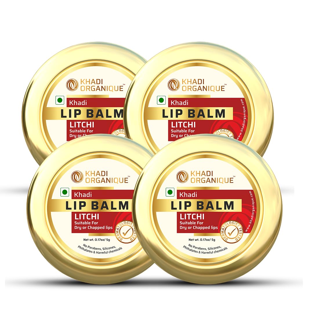 Image 1 of 5 gm / Pack of 4 for the product Khadi Organique Litchi Lip Balm with Natural Essential Oils