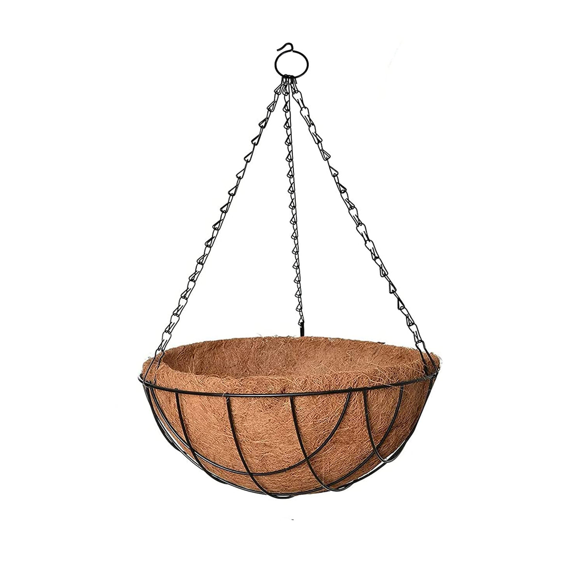 Image 5 of Go Hooked 8" Coir Hanging Basket/Coco Gardening Liner with Hanging Pots and Metal Hanging Chain/Hanging Planters- Set of 5 (Brown)