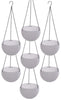 Image 1 of Default Title for the product Go Hooked 7.1" Plastic Rattan Hanging Basket/Hanging Pots with Metal Hanging Chain/Hanging Planters Set of 7 (White) (Flowers Not Included)