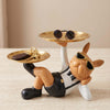 Image 1 of Default Title for the product Go Hooked Polyresin Bulldog Storage Tray Stand 25Cm | Dual Serving Decorative Sculpture | Dog Figurine Tray Stand | Luxurious Multipurpose Dog Statue for Home Decor, Office, Bar, Table, Gift (GH35)
