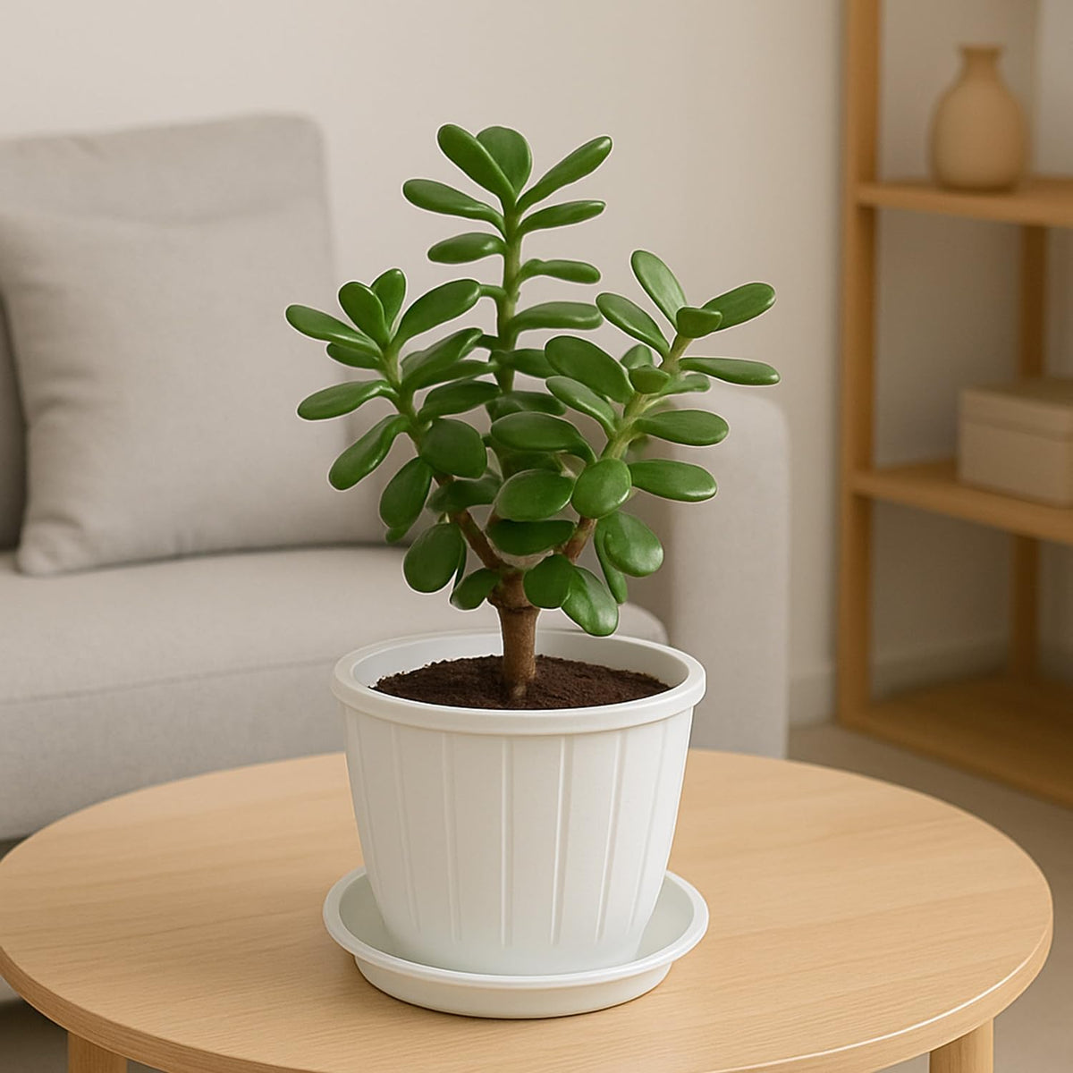 Image 5 of Go Hooked Go HookedPlastic Duro Flower Pot for Gardening, Indoor/Outdoor Planter-White (10 Inch)(Pack of 4 with Tray)
