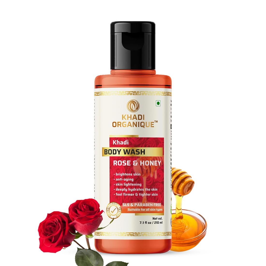 Image 1 of 210 ml for the product Khadi Organique Rose & Honey Body Wash