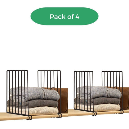 Image 2 of Go Hooked Wardrobe Shelf Divider Cloth Organizer Wardrobe Closet Separator Metal Black Cloth Wardrobe Cloth Closet Fabric Fabric Shelf Cloth Wardrobe Set of 4