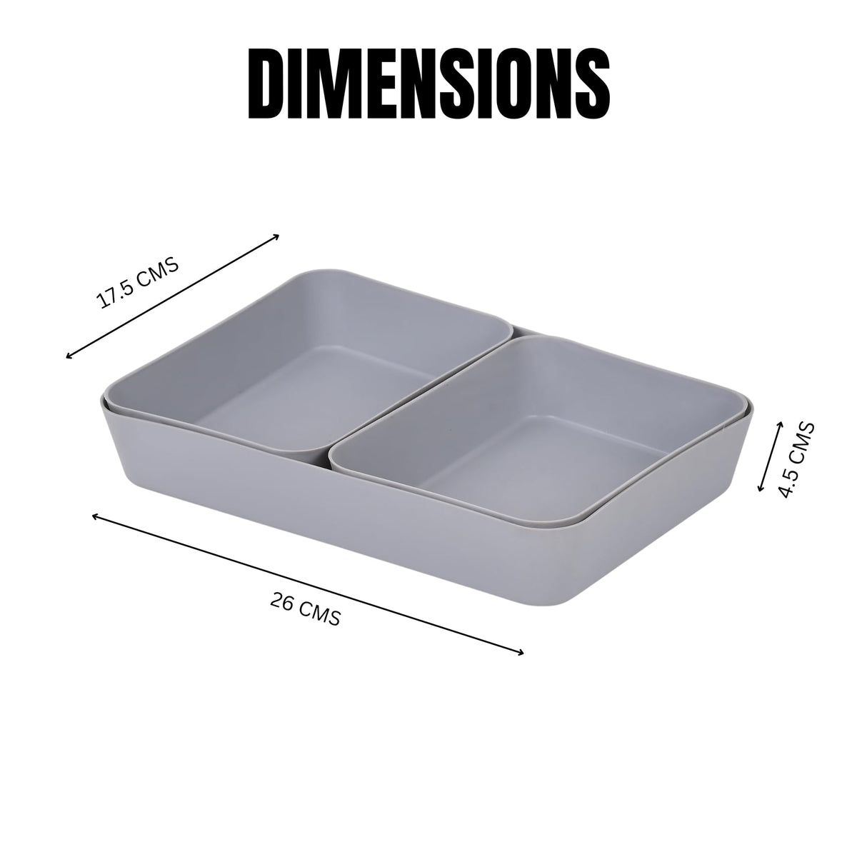 Image 4 of Go Hooked Set of 3 Plastic Storage Trays Grey - Multipurpose Organizers for Kitchen, Office, Makeup, and Stationery - Durable and Easy to Clean