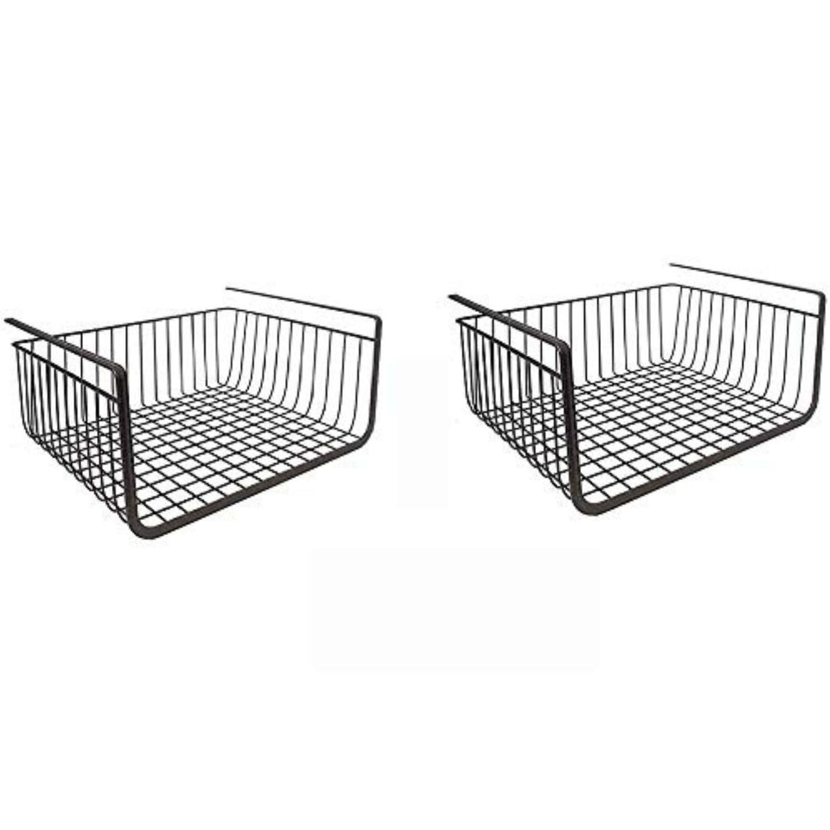 Image 1 of Default Title for the product Go Hooked 16 Inch Under Shelf Basket Black Powder Coated Iron for Maximum Storage Efficiency Optimize Your Space for Kitchen and Pantry Home and Office Set of 2