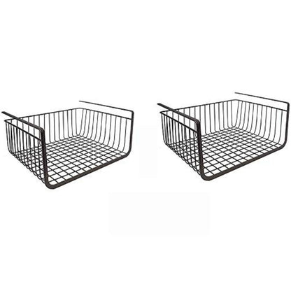 Image 1 of Default Title for the product Go Hooked 16 Inch Under Shelf Basket Black Powder Coated Iron for Maximum Storage Efficiency Optimize Your Space for Kitchen and Pantry Home and Office Set of 2