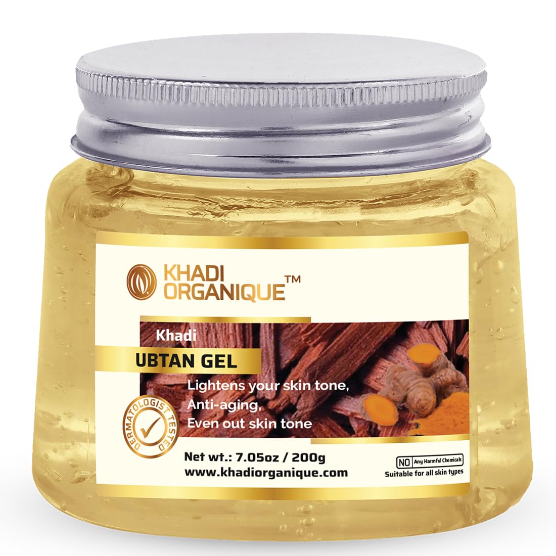 Image 1 of 200 gm for the product Khadi Organique Ubtan Gel with Aloe Vera, Turmeric & Sandalwood