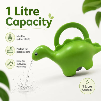 Image 4 of Go Hooked Plastic Dinosaur Shape 1 Liter Kids Watering Can for House Plants & Garden Plants Roar Some Gardening Dino Shaped Delight Garden Time Travel (Pack of 1, Green, 1 Liter)